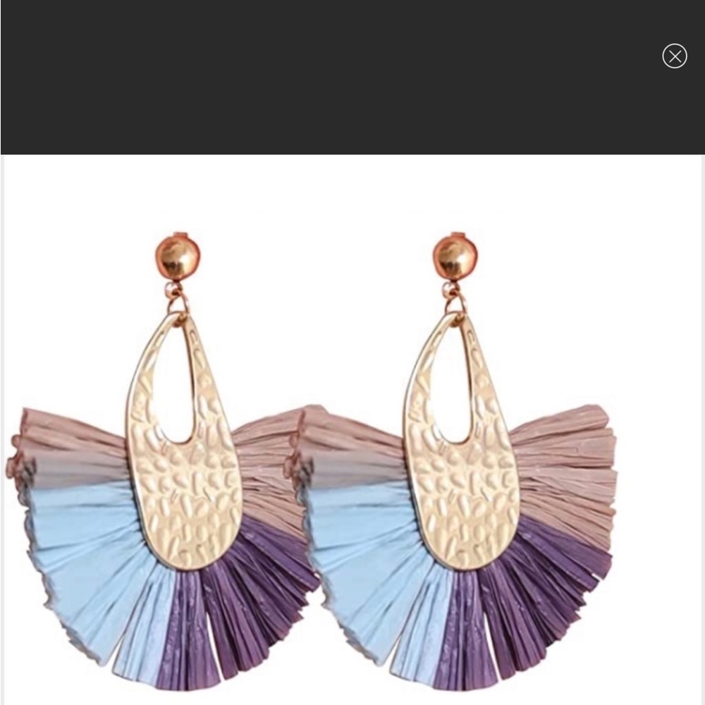 💎2/ $10-All jewelry💎 Boho Fan with Gold Center Earrings